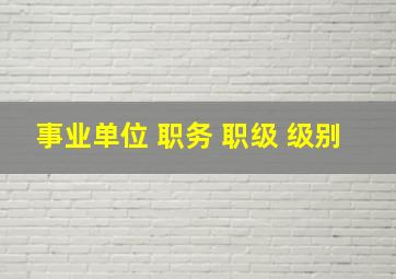 事业单位 职务 职级 级别